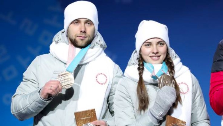 Alexander Krushelnitsky and Anastasia Bryzgalova who were officially stripped of their Bronze medal